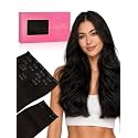 WENNALIFE Clip in Hair Extensions, 150g 14 Inch 9pcs Natural Black Human Hair Extensions Thicker Real Human Hair Clip Set Double Weft