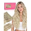 WENNALIFE Clip in Hair Extensions, 150g 14 Inch 9pcs Ash Blonde to Golden Blonde and Platinum Blonde Human Hair Extensions Thicker Clip in Hair Extensions Real Human Hair Clip Set Double Weft