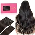WENNALIFE Clip in Hair Extensions, 150g 16 Inch 9pcs Dark Brown Remy Hair Thicker Double Weft Extensiones De Cabello Humano Con Clip Ins Straight Full Volume