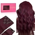 WENNALIFE Clip in Hair Extensions, 150g 16 Inch 9pcs Light Burgundy Remy Hair Thicker Double Weft Extensiones De Cabello Humano Con Clip Ins Straight Full Volume