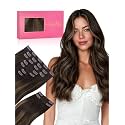 WENNALIFE Clip in Hair Extensions, 150g 18 Inch 9pcs Balayage Dark Brown to Chestnut Brown Remy Hair Thicker Double Weft Extensiones De Cabello Humano Con Clip Ins Straight Full Volume