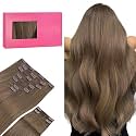 WENNALIFE Clip in Hair Extensions, 150g 18 Inch 9pcs Muted Light Brown Brunette Human Hair Extensions Thicker Clip in Hair Extensions Real Human Hair Clip Set Double Weft