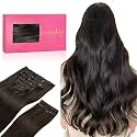WENNALIFE Clip in Hair Extensions, 150g 22 Inch 9pcs Dark Brown Remy Hair Thicker Double Weft Extensiones De Cabello Humano Con Clip Ins Straight Full Volume