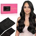 WENNALIFE Clip in Hair Extensions, 150g 22 Inch 9pcs Natural Black Human Hair Extensions Thicker Clip in Hair Extensions Real Human Hair Clip Set Double Weft