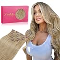 WENNALIFE Clip in Hair Extensions Real Human Hair, 22 Inch 130g 7pcs Dimensional Dirty Blonde Remy Hair Straight Natural Extensiones De Cabello Humano Con Clip Ins