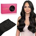 WENNALIFE Clip in Hair Extensions Real Human Hair, 22 Inch 160g 7pcs Natural Black Remy Hair Straight Natural Extensiones De Cabello Humano Con Clip Ins