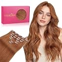 WENNALIFE Clip in Hair Extensions Real Human Hair, 20 Inch 120g 7pcs Cinnamon Terra Copper Remy Hair Straight Natural Extensiones De Cabello Humano Con Clip Ins