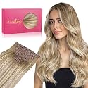 WENNALIFE Clip in Hair Extensions Real Human Hair, 18 Inch g 7pcs Balayage Dirty Blonde with Platinum Ends Remy Hair Straight Natural Extensiones De Cabello Humano Con Clip Ins