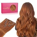 WENNALIFE Clip in Hair Extensions Real Human Hair, 20 Inch 120g 7pcs Clip in Hair Extensions Real Human Hair, Dirty Ginger Human Hair Clip in Extensions Remy Human Hair Extensions Clip Ins Double Weft