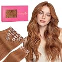WENNALIFE Clip in Hair Extensions Real Human Hair, 18 Inch 150g 9pcs Cinnamon Terra Copper Remy Hair Thicker Double Weft Extensiones De Cabello Humano Con Clip Ins Straight Full Volume