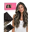 WENNALIFE Clip in Hair Extensions Real Human Hair, 16 Inch 150g 9pcs Balayage Natural Black to Light Blonde Remy Hair Thicker Double Weft Extensiones De Cabello Humano Con Clip Ins Straight Full
