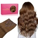WENNALIFE Clip in Hair Extensions Real Human Hair, 18 Inch 120g 7pcs Human Hair Extensions Clip In Human Hair, Light Auburn Brown Hair Extensions Clip In Real Hair Coloured Remy Human Hair Extensions