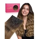WENNALIFE Clip in Hair Extensions Real Human Hair, 22 Inch 200g 9pcs Ombre Dark Brown to Light Chestnut Brown Fuller Hair Extensions Remy Hair Clip Ins, Soft Blendable Reusable &amp; Heat Friendly