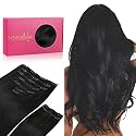 WENNALIFE Clip in Hair Extensions Real Human Hair, 22 Inch 160g 7pcs Jet Black Remy Hair Straight Natural Extensiones De Cabello Humano Con Clip Ins