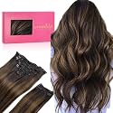 WENNALIFE Clip in Hair Extensions Real Human Hair, 22 Inch 160g 7pcs Balayage Dark Brown Mixed Chestnut Brown Remy Hair Straight Natural Extensiones De Cabello Humano Con Clip Ins