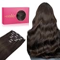 WENNALIFE Clip in Hair Extensions Real Human Hair, 22 Inch 160g 7pcs Light Dark Brown Remy Hair Straight Natural Extensiones De Cabello Humano Con Clip Ins