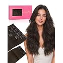 Wennalife Clip in Human Hair Extensions, 16 Inch 150g 9pcs Extensions Real Hair, Light Dark Brown Remy Ins Double Weft, #2A