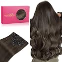 WENNALIFE Clip In Human Hair Extensions, 18 Inch 120g 7pcs Cool Dark Brown, Clip-In Hair Extensions for Women, Straight Remy Human Hair