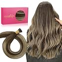 WENNALIFE I Tip Hair Extensions Human Hair, 50g 50s 24 Inch Balayage Chocolate Brown to Honey Blonde Remy Itip Human Hair Extensions Invisible Itips Straight I Tips Fusion Extensions Real Human Hair