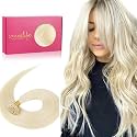 WENNALIFE U Tip Hair Extensions Human Hair, 50g 50s 24 Inch Platinum Blonde Remy Hair K Tip Hair Extension Real Human Hair Invisible Straight Keratin Hair Extensions