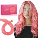 WENNALIFE I Tip Hair Extensions Human Hair, 50g 100s 16 Inch Light Pink Remy Itip Human Hair Extensions Invisible Itips Straight I Tips Fusion Extensions Real Human Hair