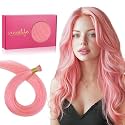 WENNALIFE I Tip Hair Extensions Human Hair, 50g 100s 14 Inch Peach Pink Remy Itip Human Hair Extensions Invisible Itips Straight I Tips Fusion Extensions Real Human Hair