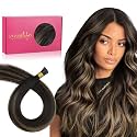 WENNALIFE I Tip Hair Extensions Human Hair, 50g 50s 22 Inch Balayage Dark Brown Mixed Chestnut Brown Remy Itip Human Hair Extensions Invisible Itips Straight I Tips Fusion Extensions Real Human Hair