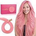 WENNALIFE I Tip Hair Extensions Human Hair, 25g 25s 14 inch Peach Pink Remy Itip Human Hair Extensions Invisible Itips Straight I Tips Fusion Extensions Real Human Hair