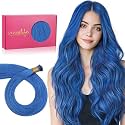 WENNALIFE I Tip Hair Extensions Human Hair, 25g 25s 20 inch Blue Remy Itip Human Hair Extensions Invisible Itips Straight I Tips Fusion Extensions Real Human Hair