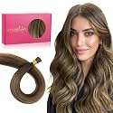 WENNALIFE I Tip Hair Extensions Human Hair, 50g 50s 22 Inch Balayage Chocolate Brown to Caramel Blonde Remy Itip Hair Extensions Real Human Hair Invisible Itips Straight I Tips Fusion Extensions