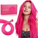 WENNALIFE I Tip Hair Extensions Human Hair, 25g 25s 20 inch Hot Pink Remy Itip Human Hair Extensions Invisible Itips Straight I Tips Fusion Extensions Real Human Hair
