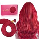 WENNALIFE I Tip Hair Extensions Human Hair, 50g 50s 18 Inch Red Remy Itip Human Hair Extensions Invisible Itips Straight I Tips Fusion Extensions Real Human Hair