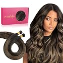 WENNALIFE I Tip Hair Extensions Real Human Hair, 100g 100s 18 Inch Balayage Dark Brown Mixed Chestnut Brown Remy Itip Human Hair Extensions Invisible Itips Straight I Tips Cold Fusion Extensions