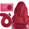 WENNALIFE I Tip Hair Extensions Real Human Hair, 100g 100s 18 Inch Red Remy Itip Human Hair Extensions Invisible Itips Straight I Tips Cold Fusion Extensions