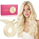 WENNALIFE I Tip Hair Extensions Real Human Hair, 100g 200s 16 Inch Platinum Blonde Remy Itip Human Hair Extensions Invisible Itips Straight I Tips Cold Fusion Extensions