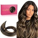 WENNALIFE K Tip Hair Extensions Real Human Hair, 50g 50s 22 Inch Balayage Dark Brown Mixed Chestnut Brown Remy Hair U Tip Invisible Straight Keratin Bond Hot Fusion Hair
