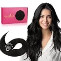 WENNALIFE Microlink Hair Extensions Human Hair, 50g 50s 24 Inch Natural Black Remy Micro Bead Hair Extensions Real Human Hair Micro Link Micro Loop Straight Microlinks