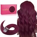 WENNALIFE Microlink Hair Extensions Human Hair, 50g 50s 14 Inch Light Burgundy Remy Micro Bead Hair Extensions Real Human Hair Micro Link Micro Loop Straight Microlinks