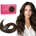 WENNALIFE Microlink Hair Extensions Human Hair, 50g 50s 24 Inch Chocolate Brown Remy Micro Bead Hair Extensions Real Human Hair Micro Link Micro Loop Straight Microlinks