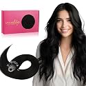 WENNALIFE Microlink Hair Extensions Human Hair, 50g 50s 16 Inch Jet Black Remy Micro Bead Hair Extensions Real Human Hair Micro Link Micro Loop Invisible Straight Microlinks