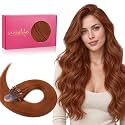 WENNALIFE Microlink Hair Extensions Human Hair, 50g 50s 24 Inch Dark Auburn Copper Remy Micro Bead Hair Extensions Real Human Hair Micro Link Micro Loop Invisible Straight Microlinks