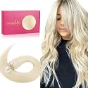 WENNALIFE Microlink Hair Extensions Human Hair, 50g 50s 20 Inch Platinum Blonde Remy Hair Microbead Micro Link Microloop Microring Invisible Straight Natural Fusion Installation