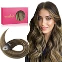 WENNALIFE Microlink Hair Extensions Human Hair, 50g 50s 24 Inch Balayage Chocolate Brown to Caramel Blonde Remy Micro Bead Hair Extensions Real Human Hair Micro Loop Micro Ring Hair Straight Microlink