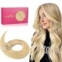 WENNALIFE Microlink Hair Extensions Human Hair, 50g 50s 14 Inch Light Blonde Highlighted Golden Blonde Remy Hair Microbead Micro Link Microloop Microring Invisible Straight Natural Fusion Installation