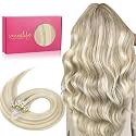WENNALIFE Microlink Hair Extensions Human Hair, 50g 50s 18 Inch Ash Blonde Highlighted Platinum Blonde Remy Micro Bead Hair Extensions Real Human Hair Micro Loop Micro Ring Hair Straight Microlinks