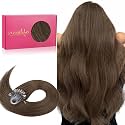 WENNALIFE Microlink Hair Extensions Human Hair, 50g 50s 16 Inch Muted Light Brown Brunette Remy Hair Microbead Micro Link Microloop Microring Invisible Natural Fusion Installation