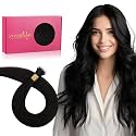 WENNALIFE Nano Bead Hair Extensions Human Hair, 50g 50s 18 Inch Jet BlackReal Human Hair Extensions for Women Invisible Nano Ring Hair Extensions Remy Human Hair Extensiones De Cabello Humano