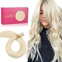 WENNALIFE Nano Bead Hair Extensions Human Hair, 50g 50s 18 Inch Platinum BlondeReal Human Hair Extensions for Women Invisible Nano Ring Hair Extensions Remy Human Hair Extensiones De Cabello Humano
