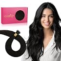WENNALIFE Nano Bead Hair Extensions Human Hair, 50g 50s 22 Inch Natural BlackReal Human Hair Extensions for Women Invisible Nano Ring Hair Extensions Remy Human Hair Extensiones De Cabello Humano