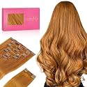 WENNALIFE Real Human Hair Extensions, 14 Inch 150g 9pcs, Auburn Ginger Clip In Remy Human Hair Extensions